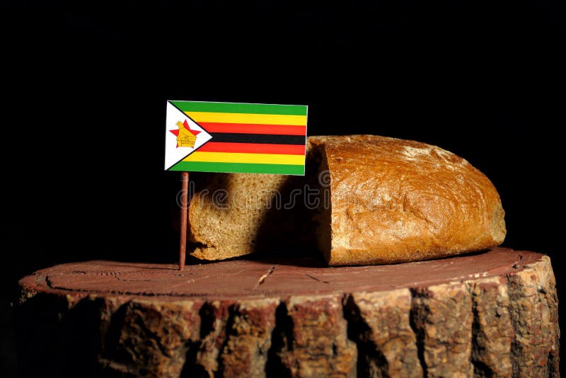 Zimbabwe flaga na fiszorku z chlebem obraz royalty free