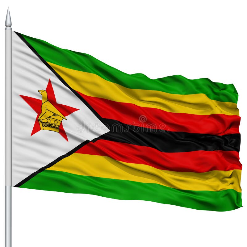 Zimbabwe flaga na Flagpole obrazy royalty free