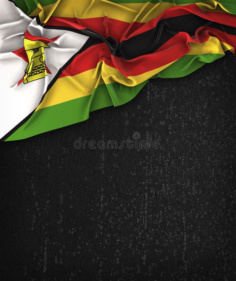 Zimbabwe flaga rocznik na Grunge czerni Chalkboard zdjęcia stock
