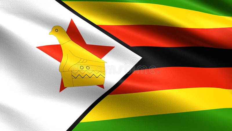 Zimbabwe flaga z falowanie tkaniny teksturą obrazy royalty free