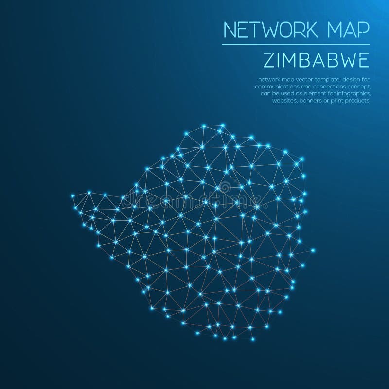 Zimbabwe network map. stock vector. Illustration of geography 85967100