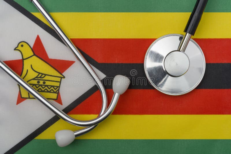 Zimbabwe stetoskop i flaga Poj? cie medycyna obraz royalty free