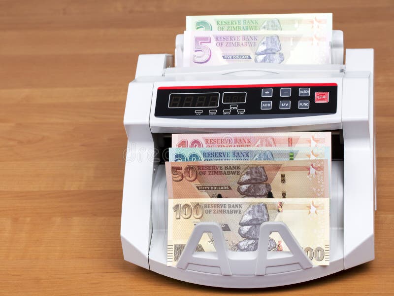 Zimbabwean Money in a Counting Machine Stock Photo Image of finances