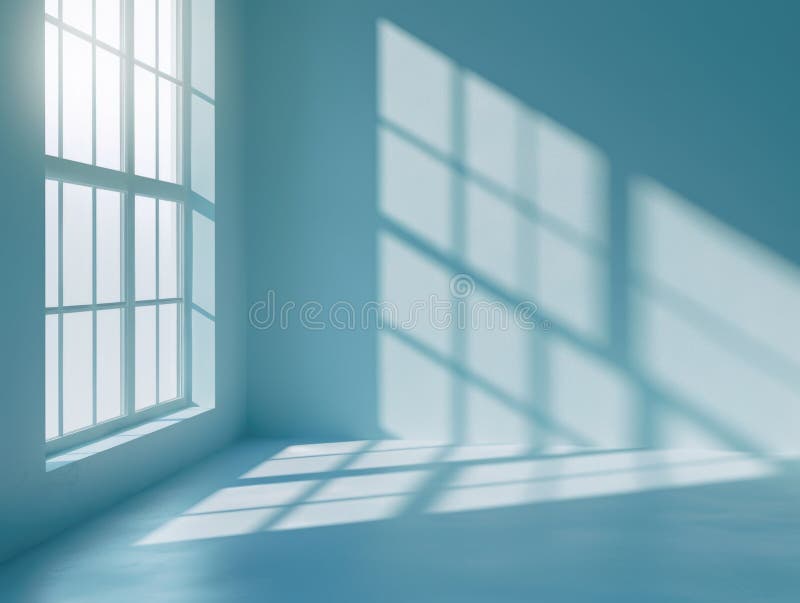 Zimmer mit blauer Wand und Fenster stockbilder