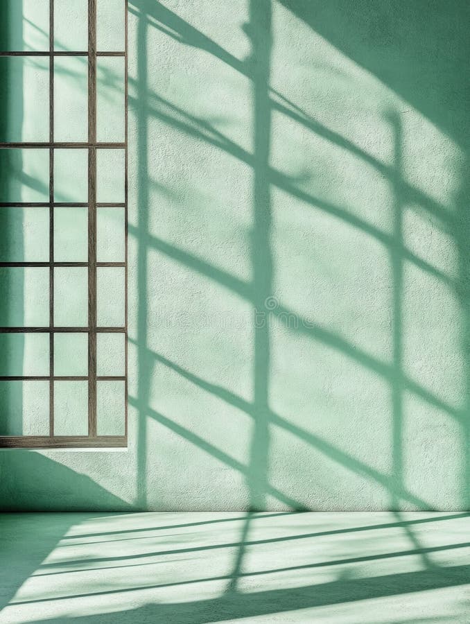 Zimmer mit grüner Wand und Fenster stockbild