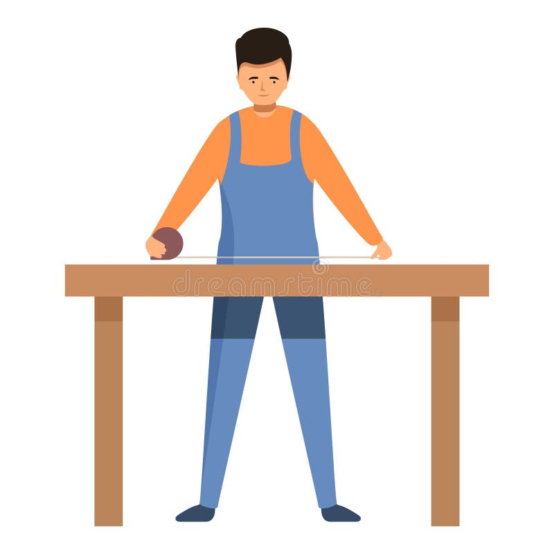 Carpenter make final measurement icon cartoon vector. Furniture fixing. Home service. Carpenter make final measurement icon cartoon vector. Furniture fixing. Home service