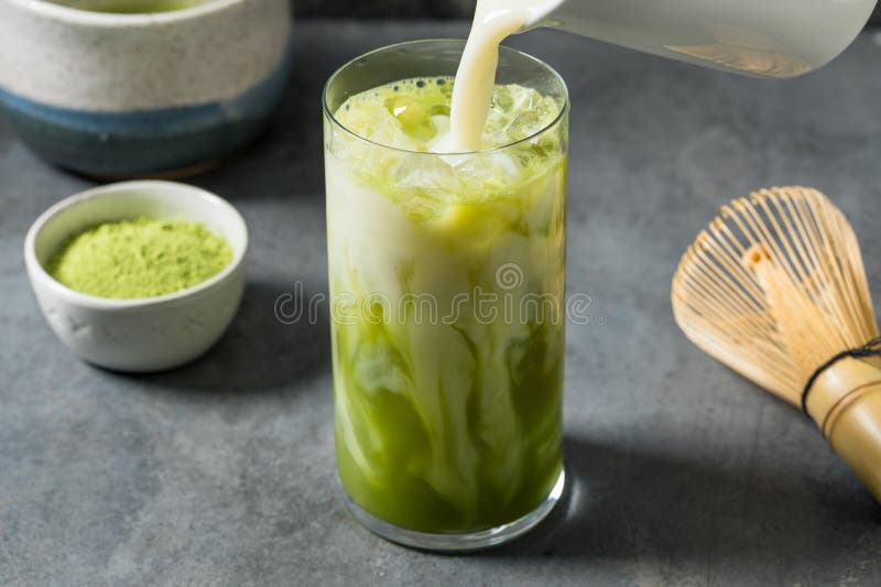 Zimna Odświeżająca Japońska Matcha Zielona Herbata zdjęcia stock