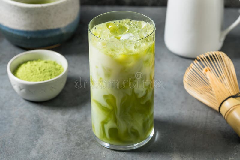 Zimna Odświeżająca Japońska Matcha Zielona Herbata obraz stock