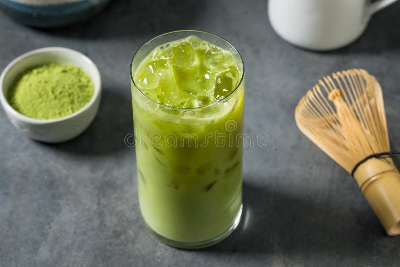 Zimna Odświeżająca Japońska Matcha Zielona Herbata fotografia royalty free