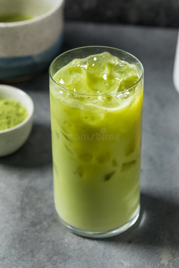 Zimna Odświeżająca Japońska Matcha Zielona Herbata zdjęcie stock