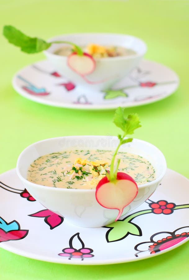 Zimny okroshka polewki lato zdjęcia stock