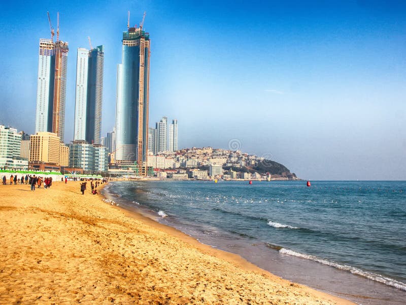Zimy Haeundae plaża, Busan obraz royalty free Zimy Haeundae plaża, Busan obraz royalty free