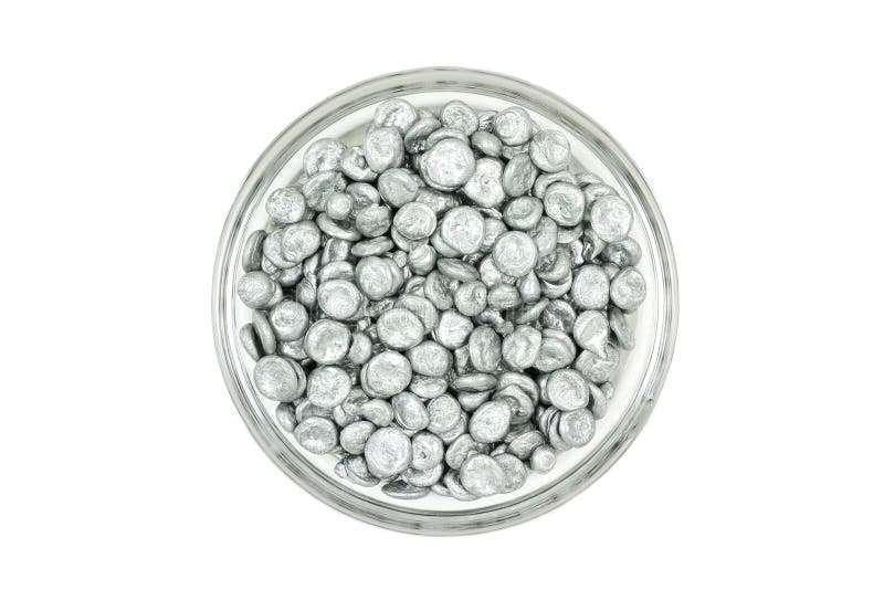 Zinc Granules in a Glass Dish Stock Photo Image of material