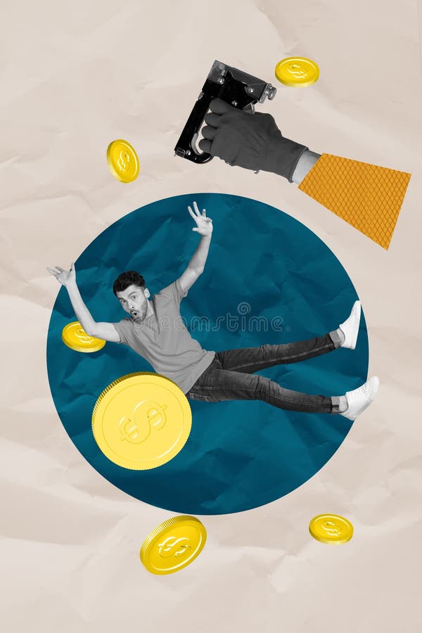 Zine image 3d κολάζ ευτυχισμένων επιχειρηματιών κερδίζει το κέρδος από το εισόδημα του δολαρίου στοκ εικόνες