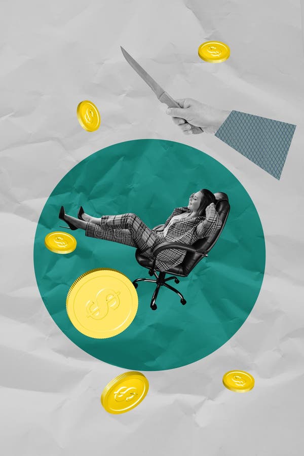 Zine image 3d κολάζ ευτυχισμένων επιχειρηματιών κερδίζει το κέρδος από το εισόδημα του δολαρίου στοκ εικόνες
