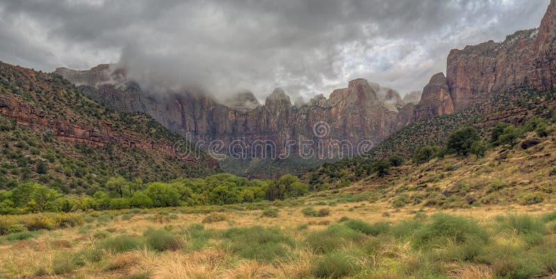Zion National Park is an American national park located in Southwestern Utah near the city of Springdale. Cloudy day stock images Zion National Park is an American national park located in Southwestern Utah near the city of Springdale. Cloudy day stock images
