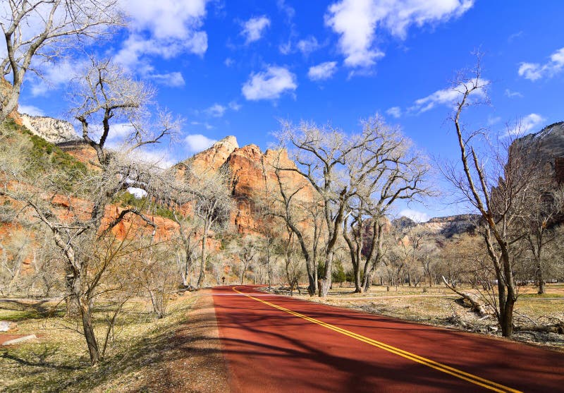 Zion National Park Road (Utah, USA) Stock Image Image of place, scene