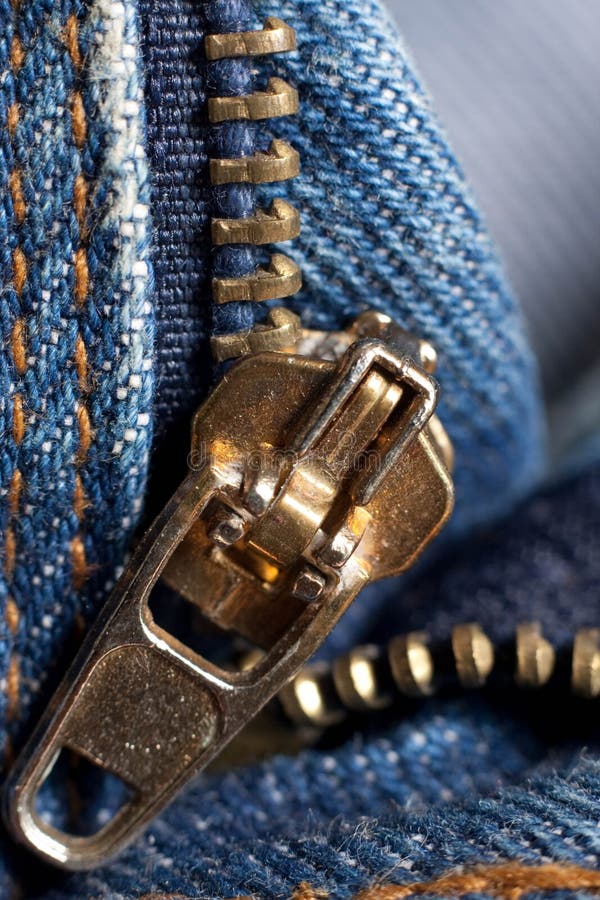 Close Up of an Unzipped Blue Jeans. Zip Lock Close Up Stock Image ...