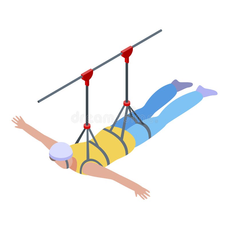 Zip line icon, isometric style vector illustration