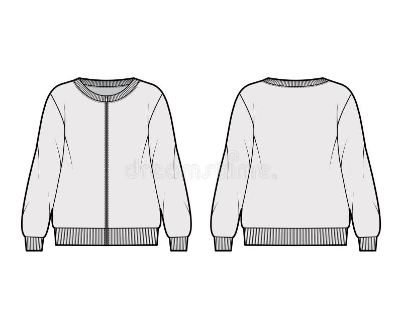 Oversized Cotton-terry Sweatshirt Technical Fashion Illustration With ...
