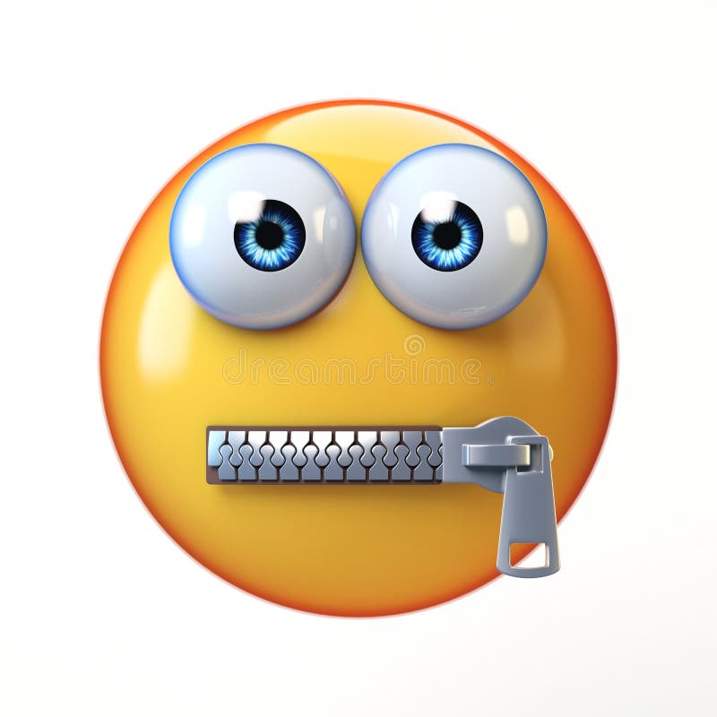 Clipart Cartoon of Emoji Emoticon Zipping His Mouth (Instant Download) 