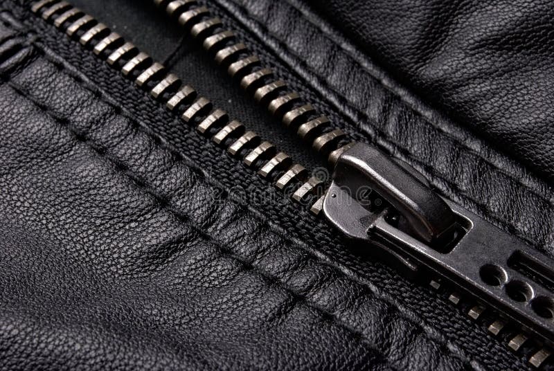 Zipper On Black Leather Jacket Stock Photo Image of pattern, skin