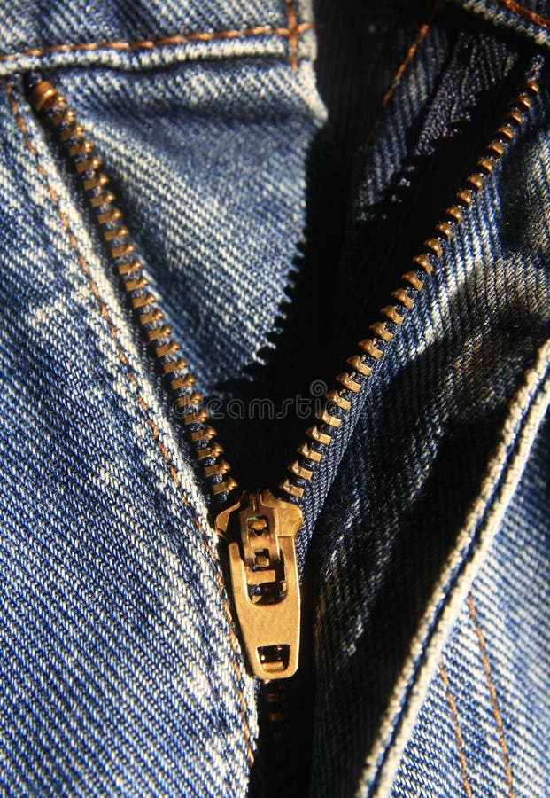 Zipper of blue jeans stock photo. Image of garment, close - 34535700