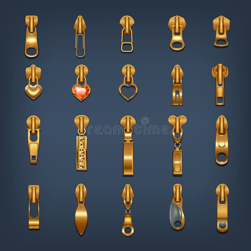 Zipper Clasps Set vector illustration