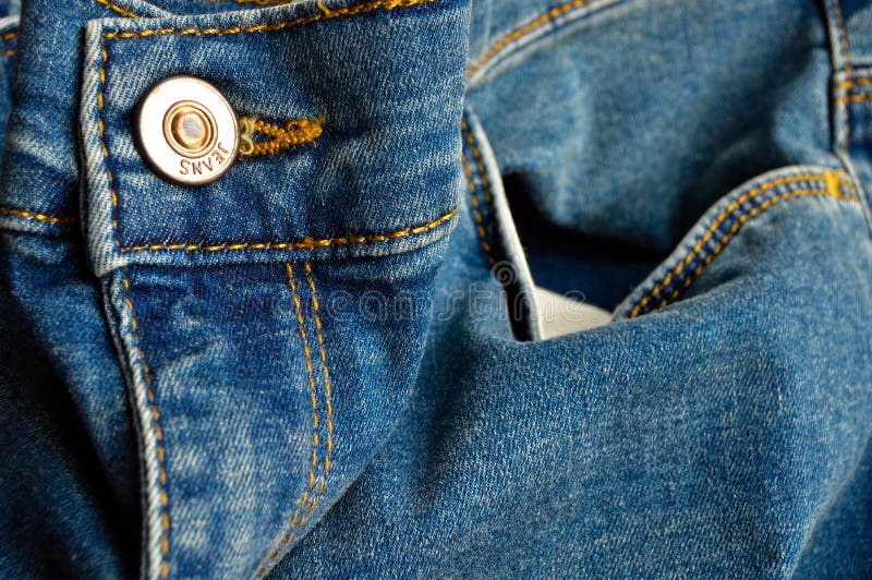 Zipper Pocket and Buttons Close-up Detail of Light Blue Jeans Stock ...