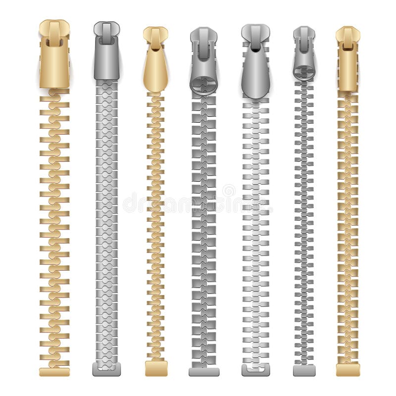 Set of closed zipper locks Stock Vector