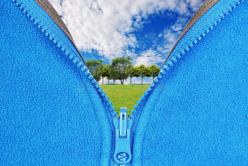 Zipper unveiling summer landscape