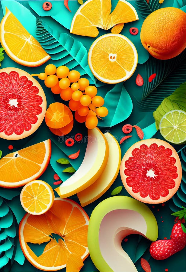 Zitrone und Grapefruits mit Vitamin C gehackt. Sommerfrüchte liegen flach im Hintergrund vektor abbildung