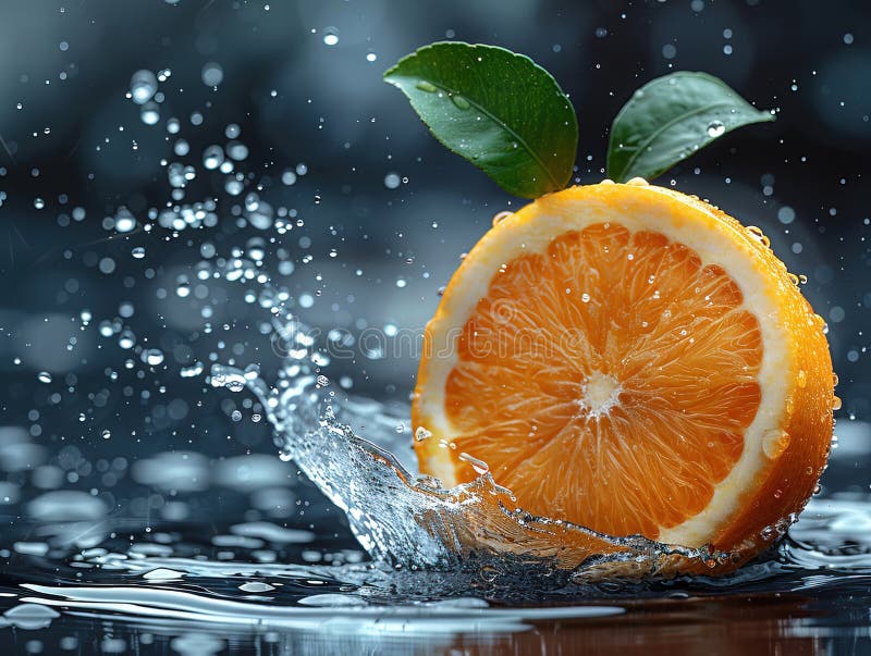 Zitronenspritze mit Wasser auf elegantem schwarzem Hintergrund, Zitronenplash mit Wassertropfen lizenzfreies stockfoto