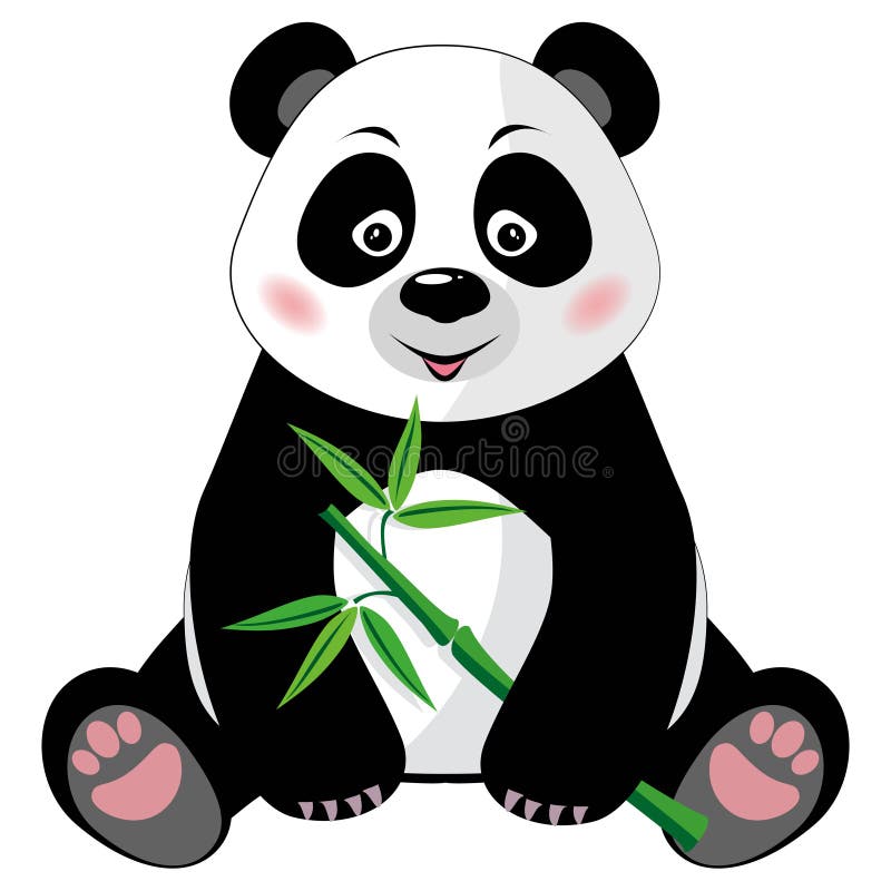 Zittend leuke die panda met bamboe op witte B wordt geïsoleerd vector illustratie Zittend leuke die panda met bamboe op witte B wordt geïsoleerd vector illustratie
