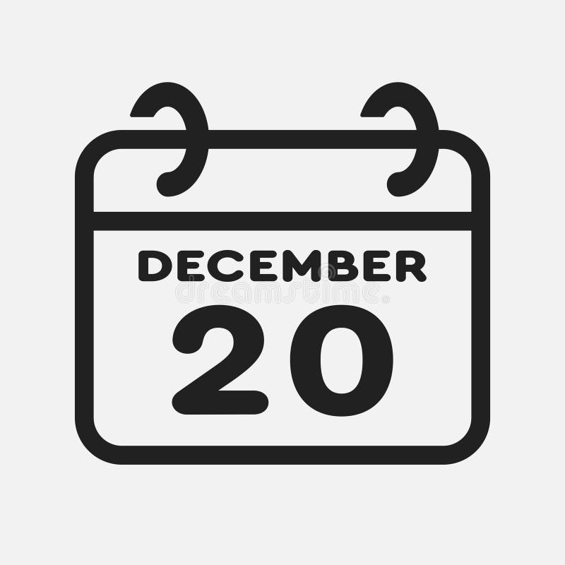 Ziua calendaristică a paginii pictogramei 20 decembrie royalty free illustration