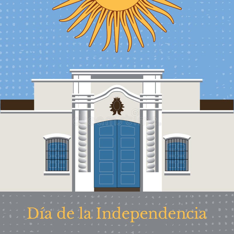 Ziua 9 iulie a independenței Argentinei. casă tucuman. soare din mai vector illustration