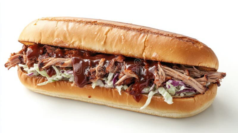 Ziua Națională a Cărnii de Vită Italiană Grătar gustos cu sandviș de porc tras cu coleslaw stock illustration