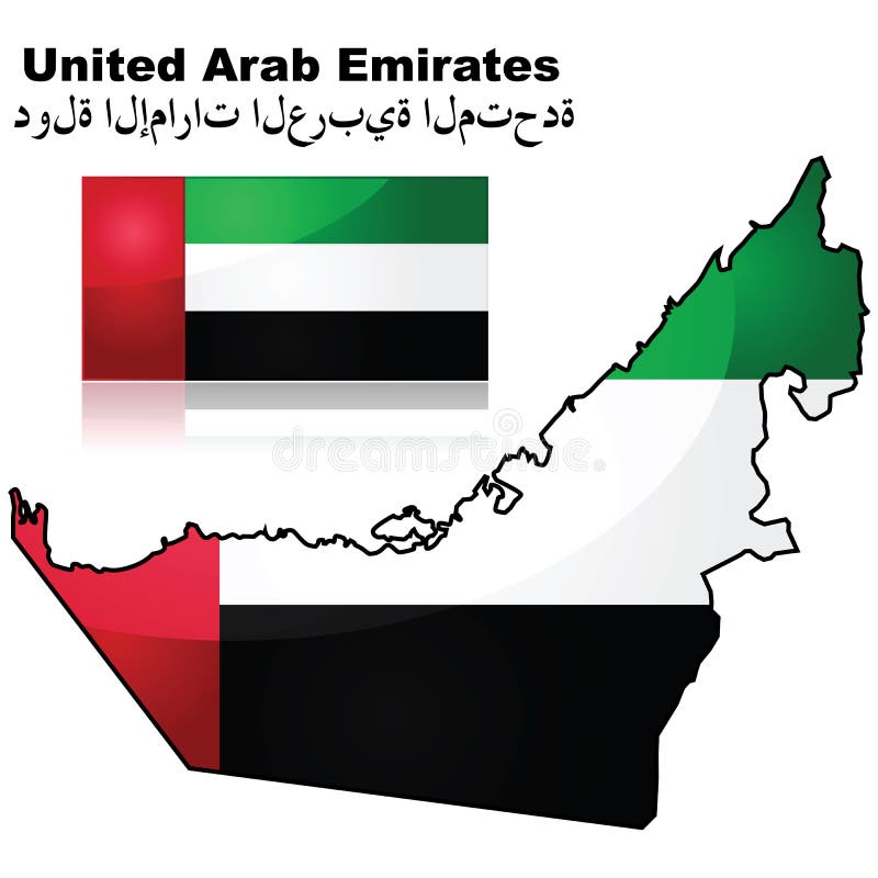 Zjednoczone Emiraty Arabskie flaga i mapa