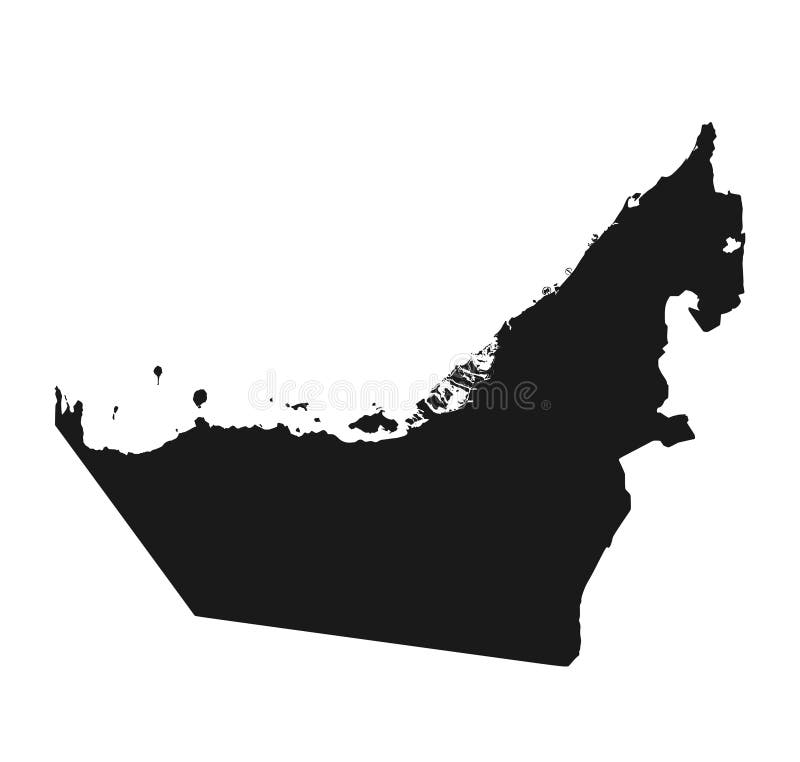 Zjednoczone Emiraty Arabskie mapy ikona wektor odizolowywał czarna wysokość wyszczególniającego sylwetka wizerunek kraj