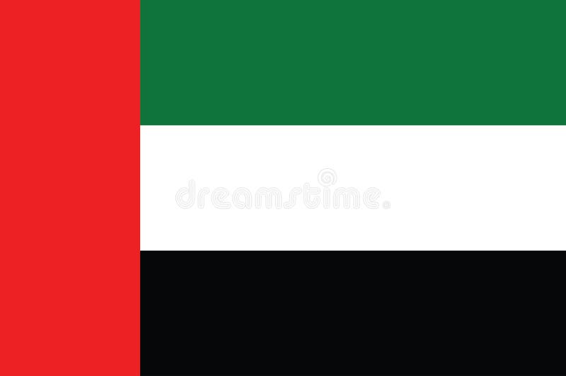 Zjednoczone Emiraty Arabskie zaznacza prawidłowo, urzędników kolory i proporcja Obywatela Zlany arab Emiratesflag również zwrócić