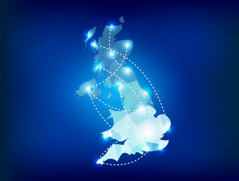 United Kingdom country map polygonal with spot lights places sample. United Kingdom country map polygonal with spot lights places sample