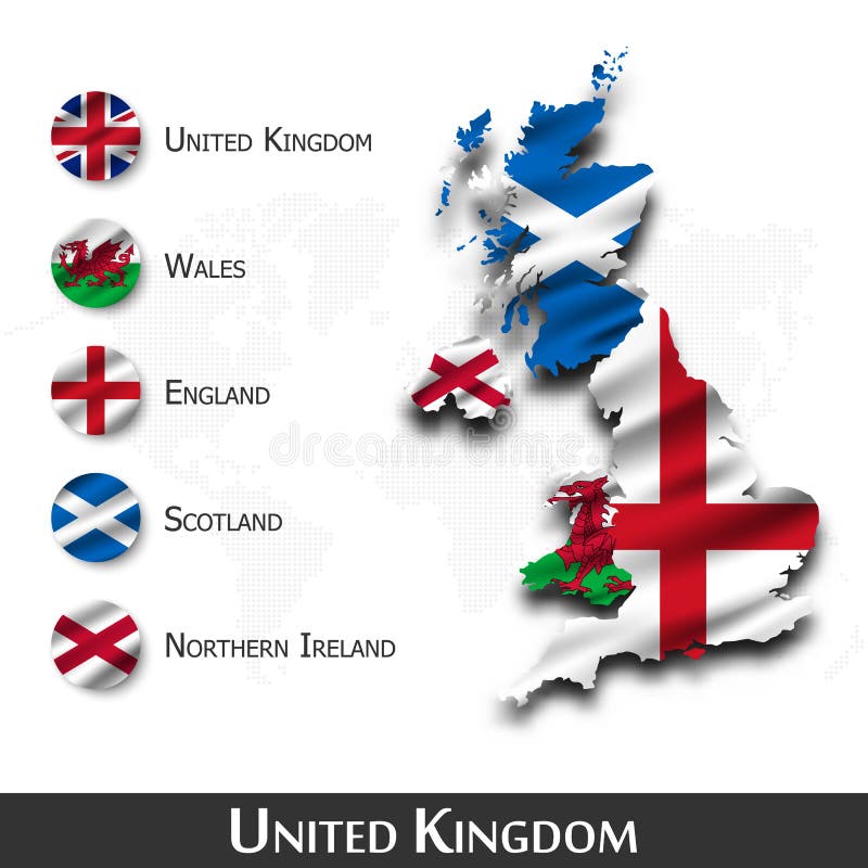 Zlany królestwo wielka Britain mapa Szkocja i flaga P??nocny - Ireland walkabout england Falowanie tekstylny projekt Kropka ?wiat