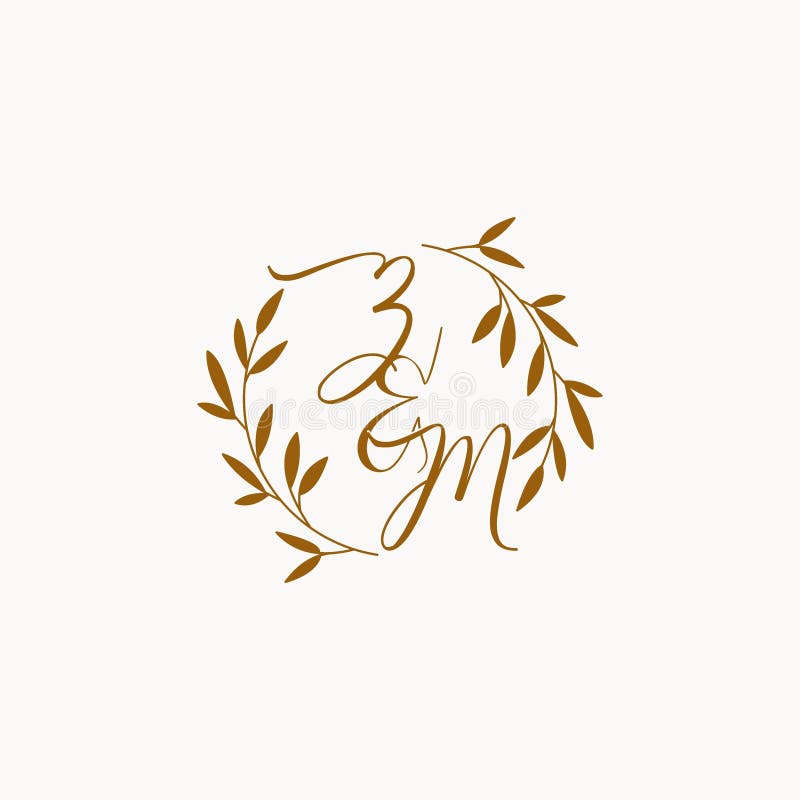 ZM initial wedding monogram logo royalty free illustration