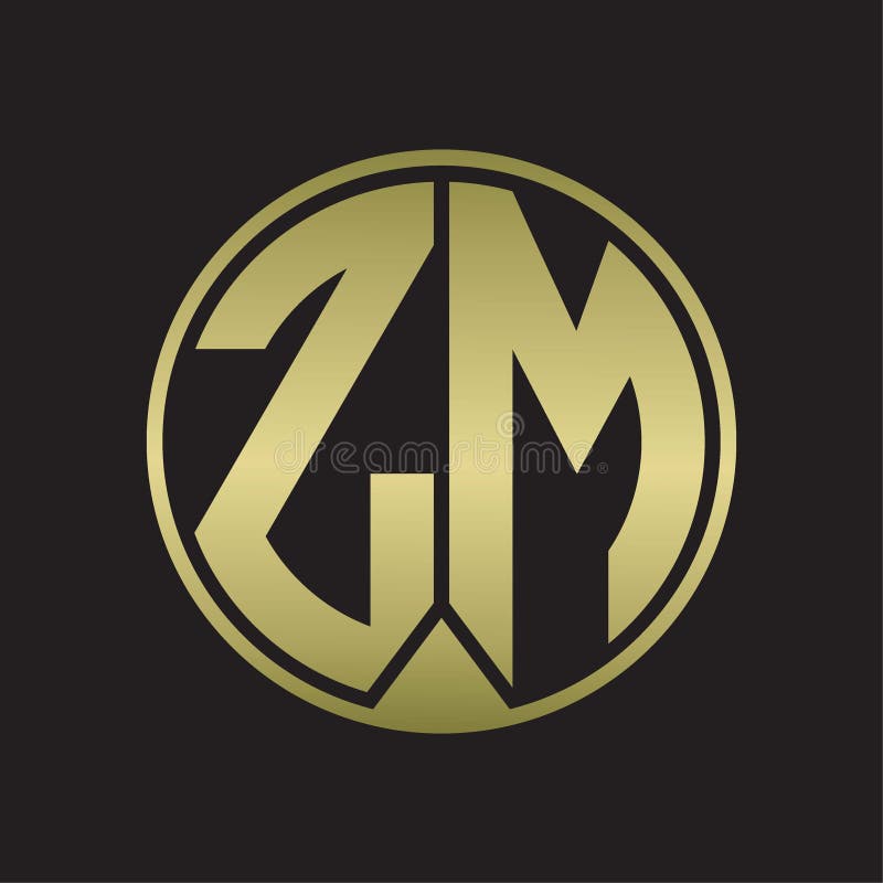 ZM Logo Monogram Circle with Piece Ribbon Style on Gold Colors Stock
