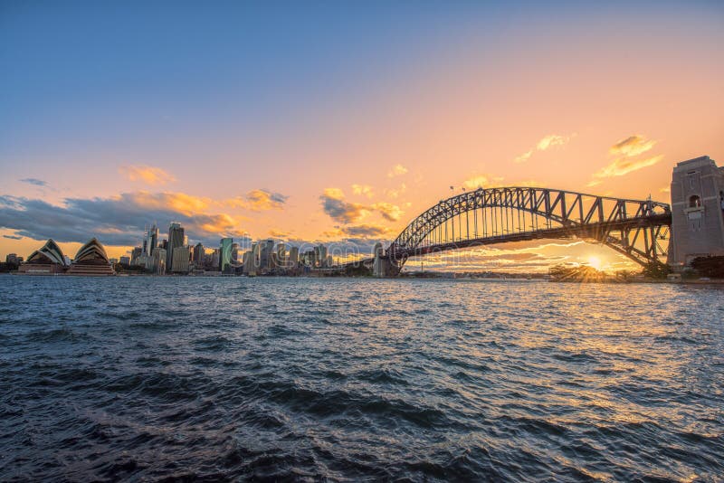 Zmierzch na Sydney schronieniu Sydney Australia obraz stock Zmierzch na Sydney schronieniu Sydney Australia obraz stock