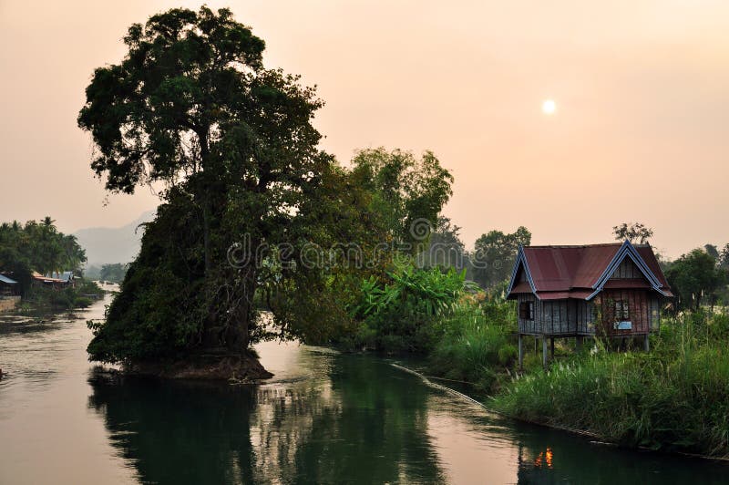 Zmierzch nad Mekong deltą zdjęcia stock Zmierzch nad Mekong deltą zdjęcia stock