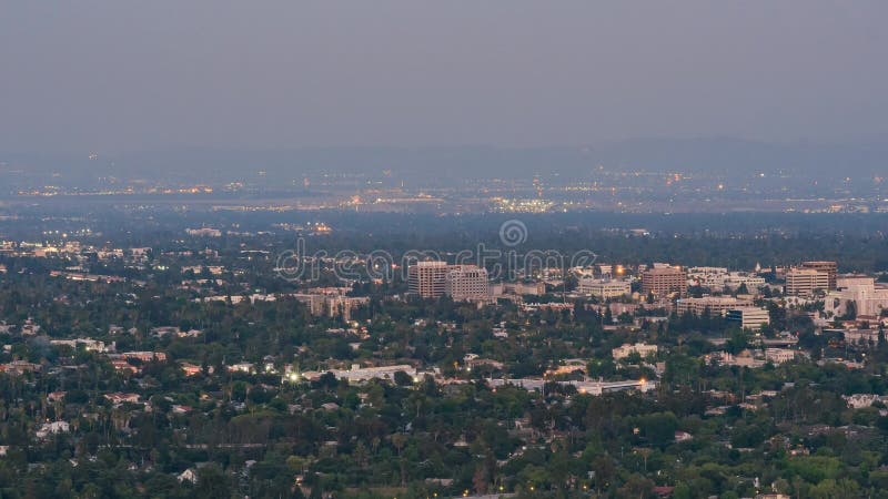 Zmierzch nocy timelapse piękny Pasadena urząd miasta i Pasadena śródmieście widok zbiory