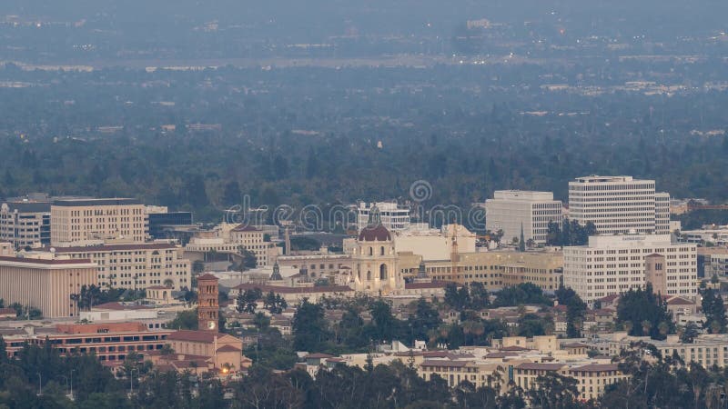 Zmierzch nocy timelapse piękny Pasadena urząd miasta i Pasadena śródmieście widok zbiory