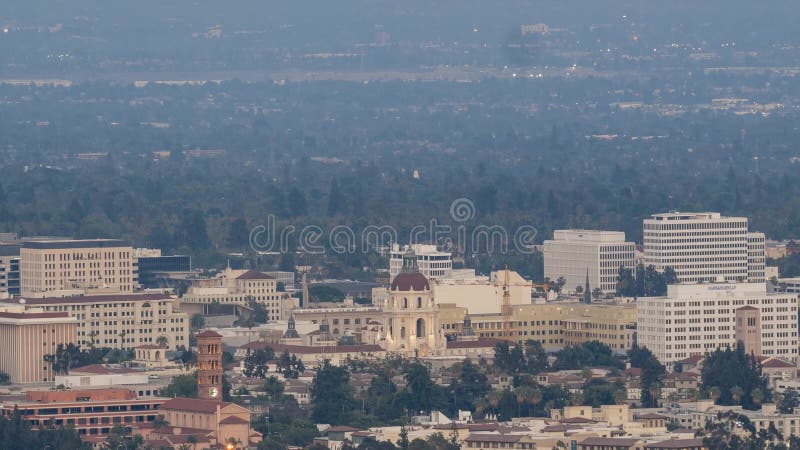 Zmierzch nocy timelapse piękny Pasadena urząd miasta i Pasadena śródmieście widok zbiory wideo