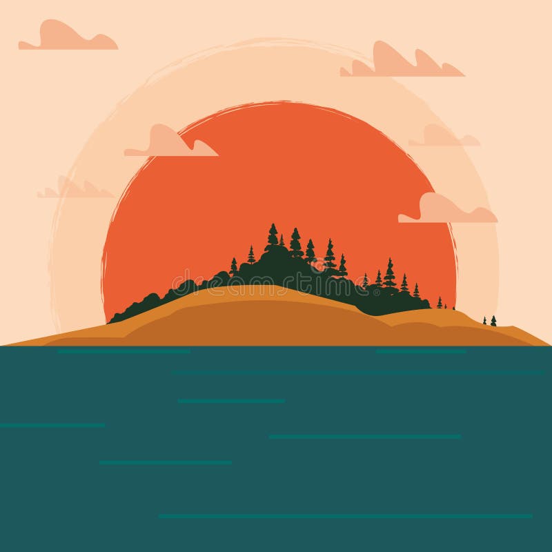 Zmierzchu krajobrazu projekt ilustracji Zmierzchu krajobrazu projekt ilustracji